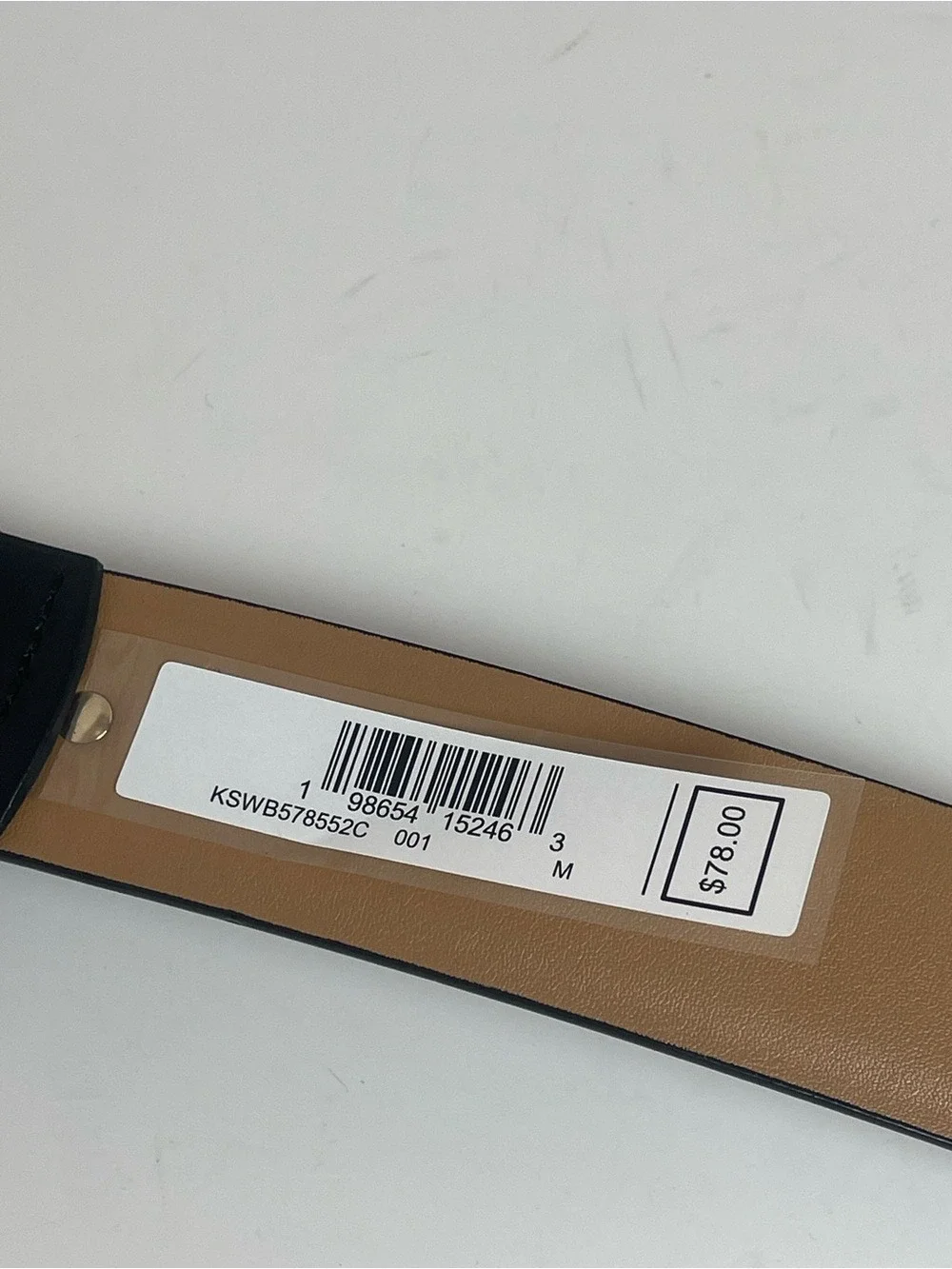 NWT Kate Spade New York Genuine Leather Belt with Lock and Key Charm Sz M Black